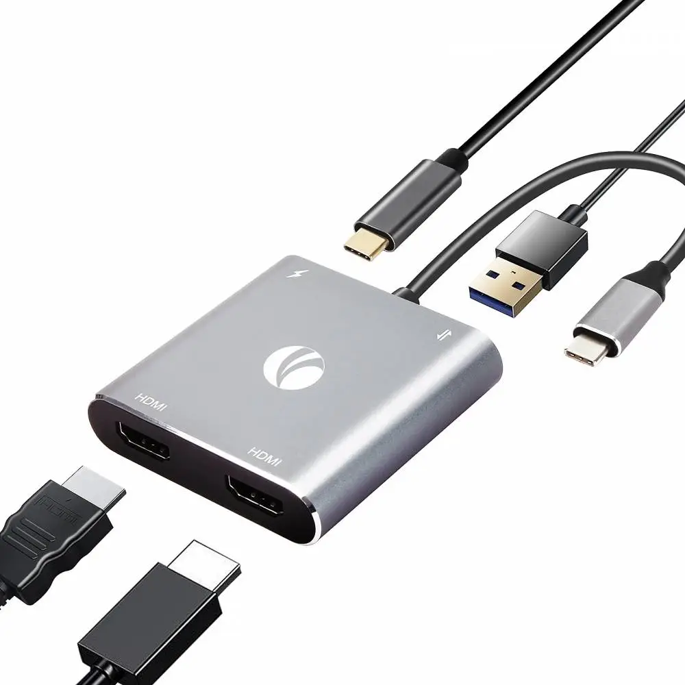 VCom докинг станция Docking Station USB-C 4-in-1 - CU450S - HDMI x 2, USB2.0, USB-C PD3.0 100W, MST