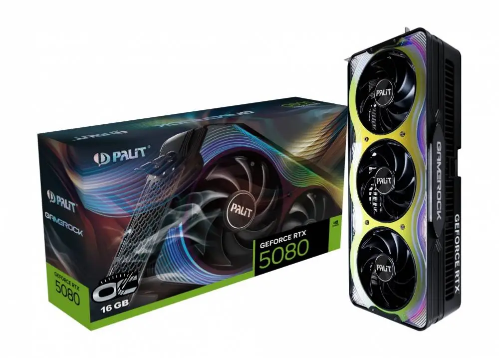 Видео карта Palit GeForce RTX 5080 GameRock OC 16GB - NE75080T19T2-GB2030G