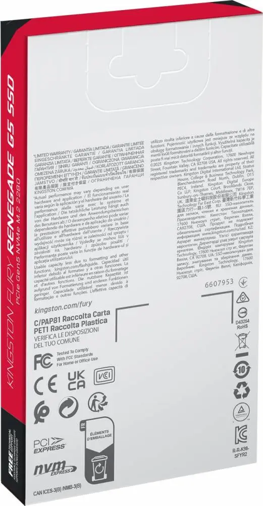 Диск SSD Kingston FURY Renegade G5 1TB M.2 2280 NVMe PCIe 5.0 - SFYR2S/1T0
