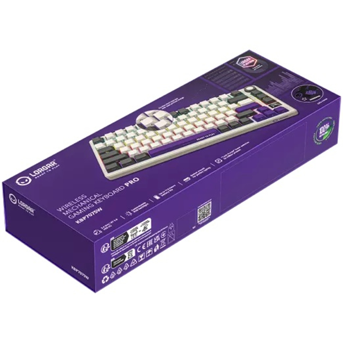 Геймърска клавиатура LORGAR KBP7075W, Wireless 75% Mechanical Gaming Keyboard Pro, Beige, EN layout