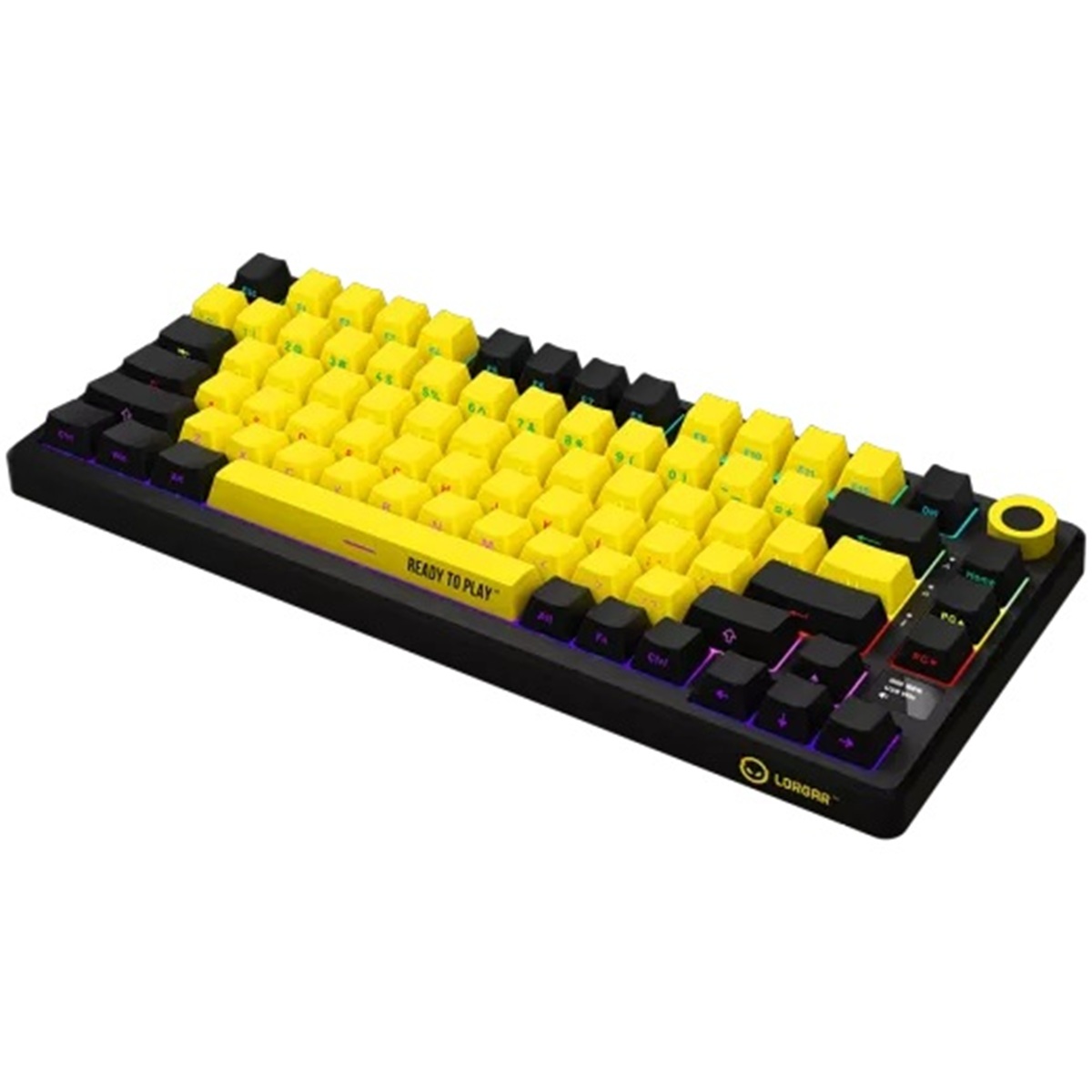 Gaming keyboard LORGAR KBP7075W, Wireless 75% Mechanical Gaming Keyboard Pro, Black/yellow, EN layout