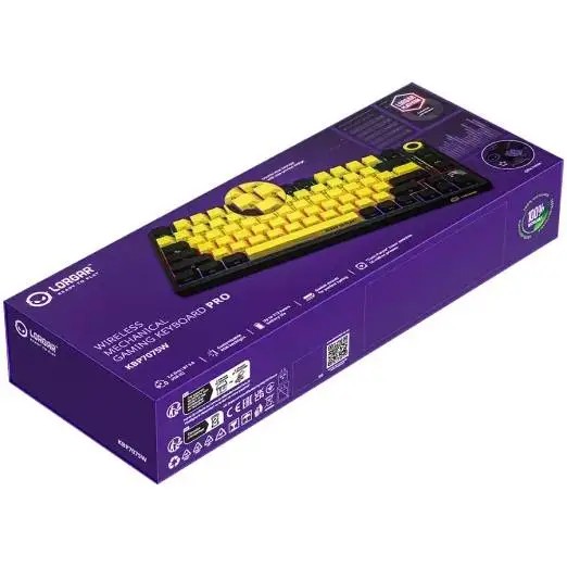 Геймърска клавиатура LORGAR KBP7075W, Wireless 75% Mechanical Gaming Keyboard Pro, Black/yellow, EN layout