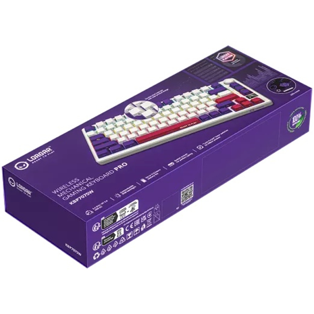 Gaming Tastatur LORGAR KBP7075W, Wireless 75% Mechanical Gaming Keyboard Pro, Weiß, EN Layout