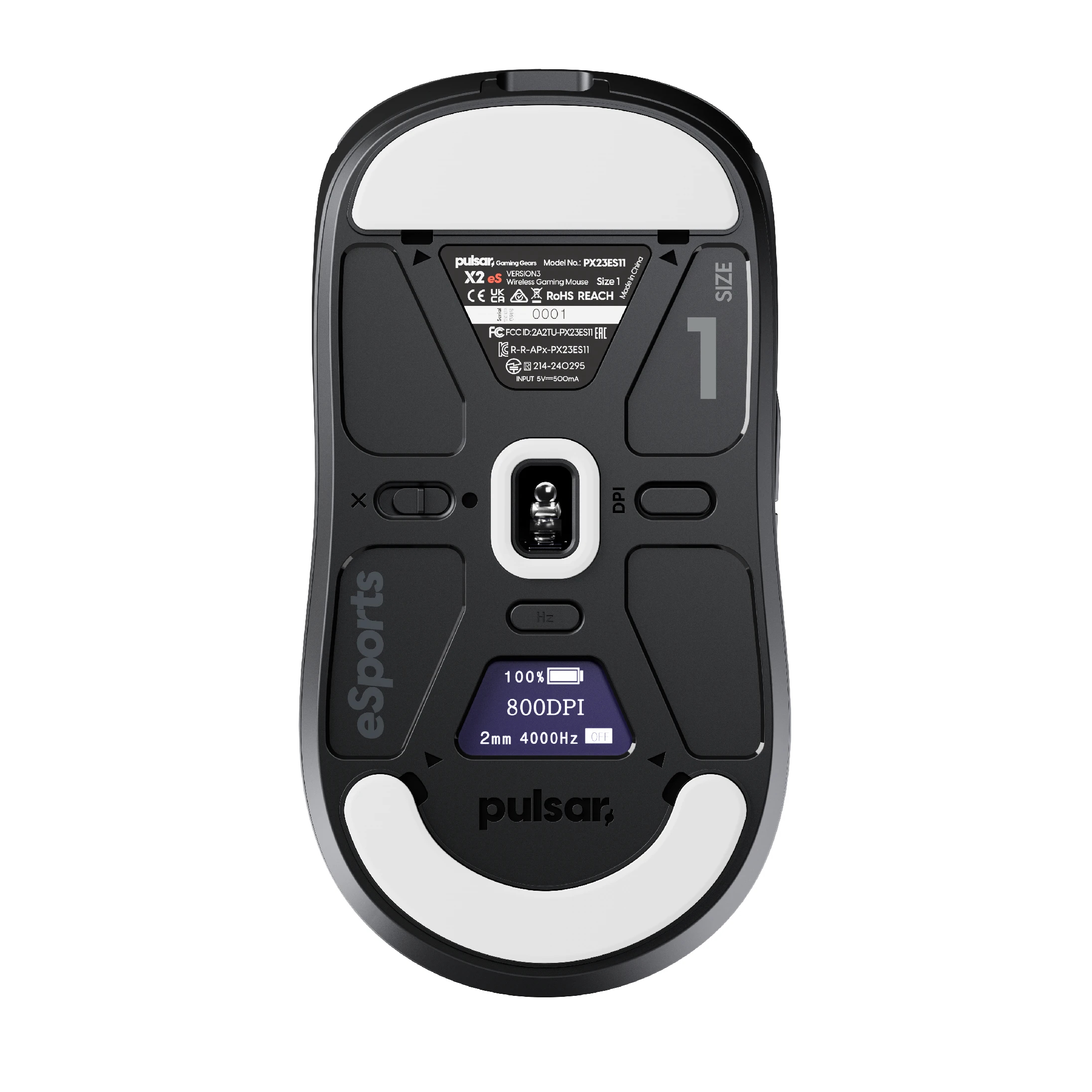 Геймърска мишка Pulsar Wireless Gaming Mouse X2 v3 eS Size1 Black 8K, OLED Display, Tournament Edition