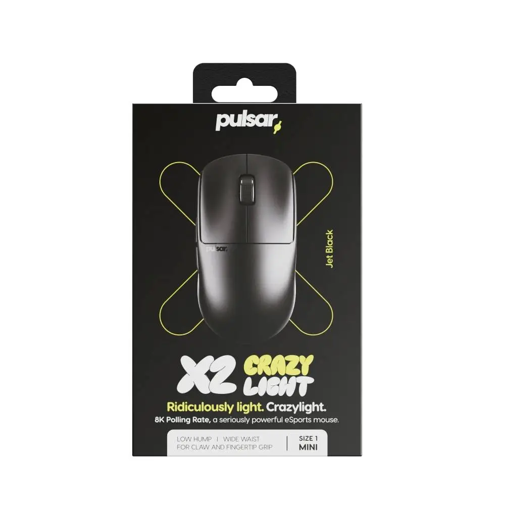Геймърска мишка Pulsar Wireless Gaming Mouse X2 CrazyLight Jet Black 8K