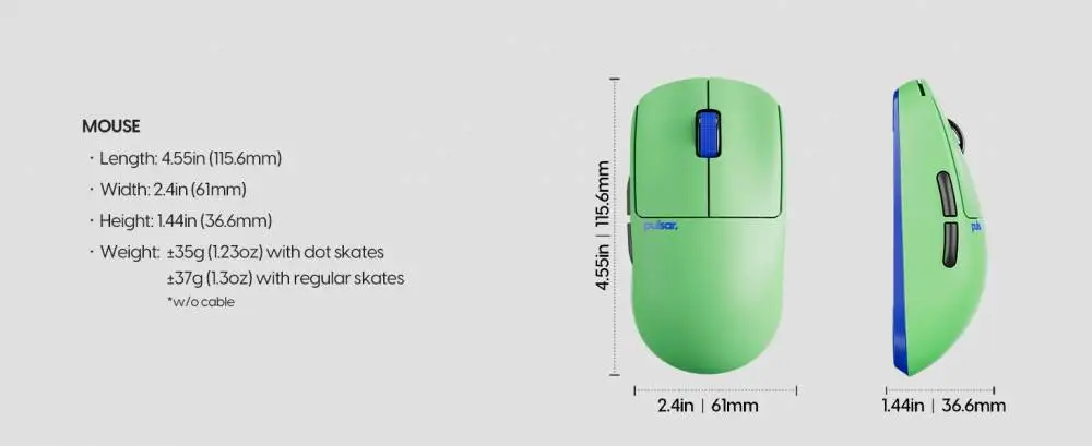 Геймърска мишка Pulsar Wireless Gaming Mouse X2 CrazyLight Aqua Zest 8K