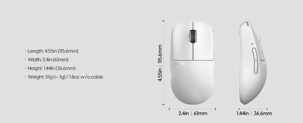 Геймърска мишка Pulsar Wireless Gaming Mouse X2 v3 Size1 White - 1K (8K compatible)