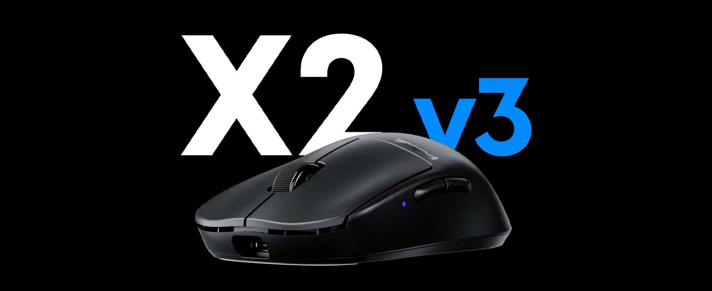 Геймърска мишка Pulsar Wireless Gaming Mouse X2 v3 Size2 Black - 1K (8K compatible)