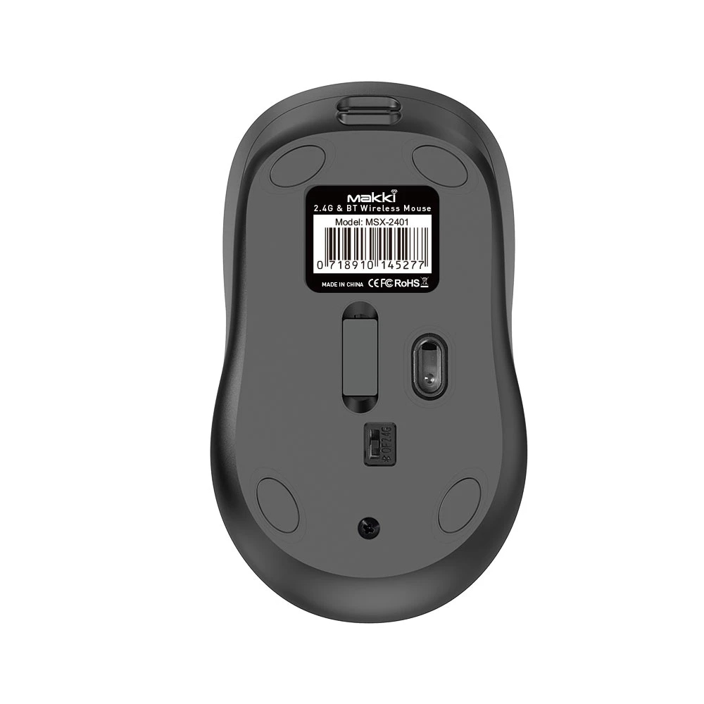 Makki беспроводная мышь Wireless Mouse MAKKI-MSX-2401 - USB-C, Бесшумная, 1600dpi, 2.4G, Bluetooth, Перезаряжаемая