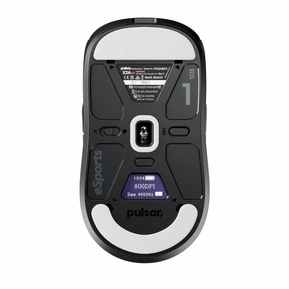 Геймърска мишка Pulsar X2A v3 eS Size1 Black 8K, OLED Display, Tournament Edition