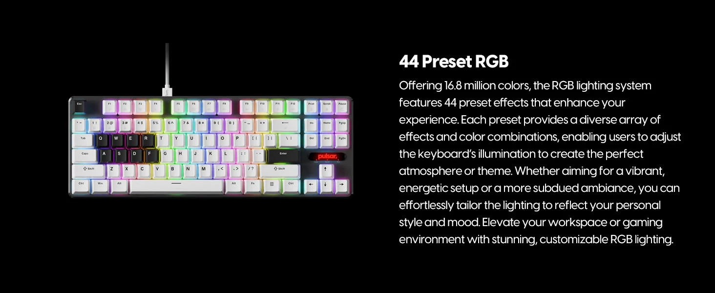 Геймърска механична клавиатура Pulsar PCMK 2 HE TKL ANSI White - 8K, Gateron Magnetic Switches [Linear]