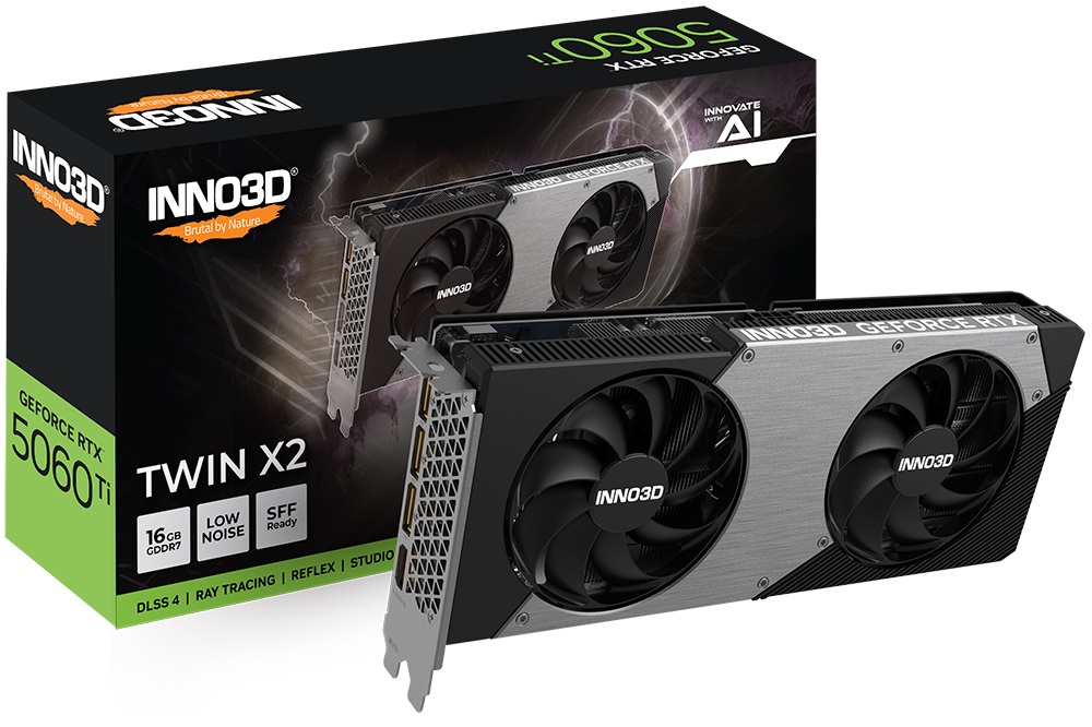 Graphics Card INNO3D GeForce RTX 5060 Ti 16GB TWIN X2 - N506T2-16D7-191073N