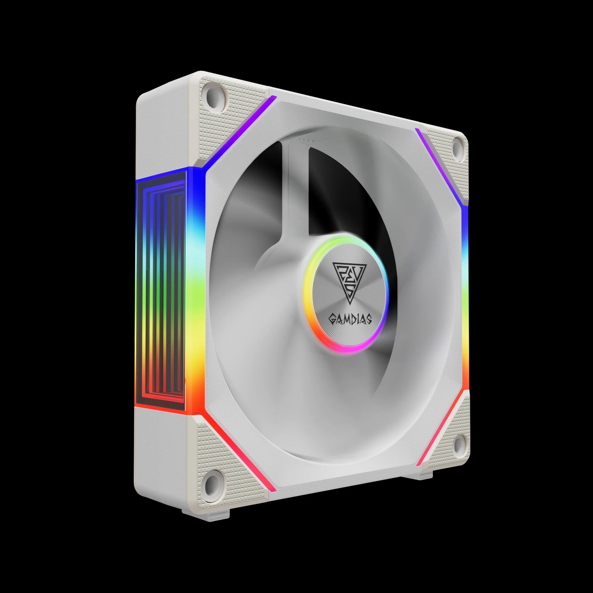 Вентиляторы Gamdias AEOLUS P2-1203 White Fan Pack 3x120mm, Swappable Fan Blades (Reverse Fan Blades Included), Daisy-Chain, Infinity Mirror АRGB
