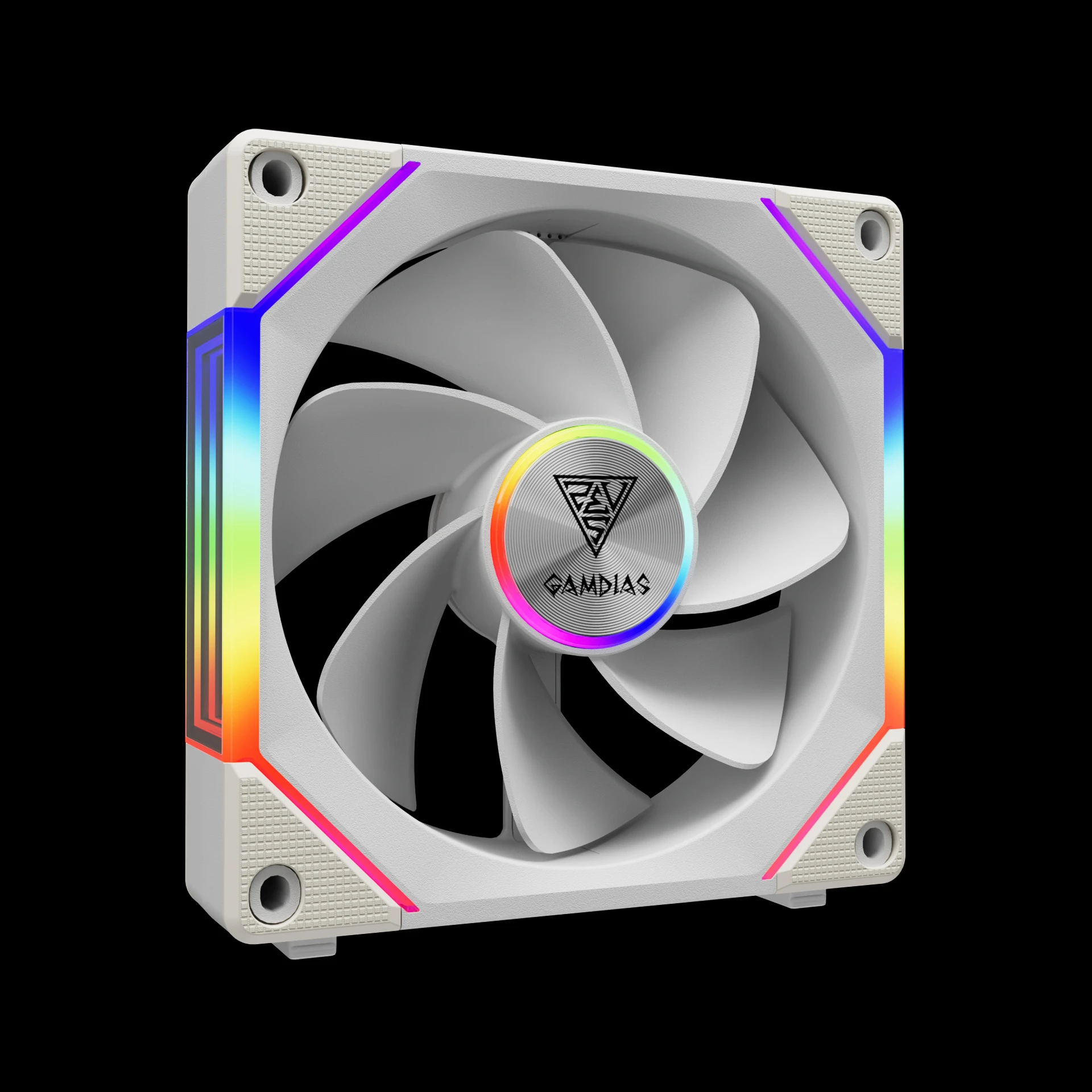 Вентиляторы Gamdias AEOLUS P2-1203 White Fan Pack 3x120mm, Swappable Fan Blades (Reverse Fan Blades Included), Daisy-Chain, Infinity Mirror АRGB