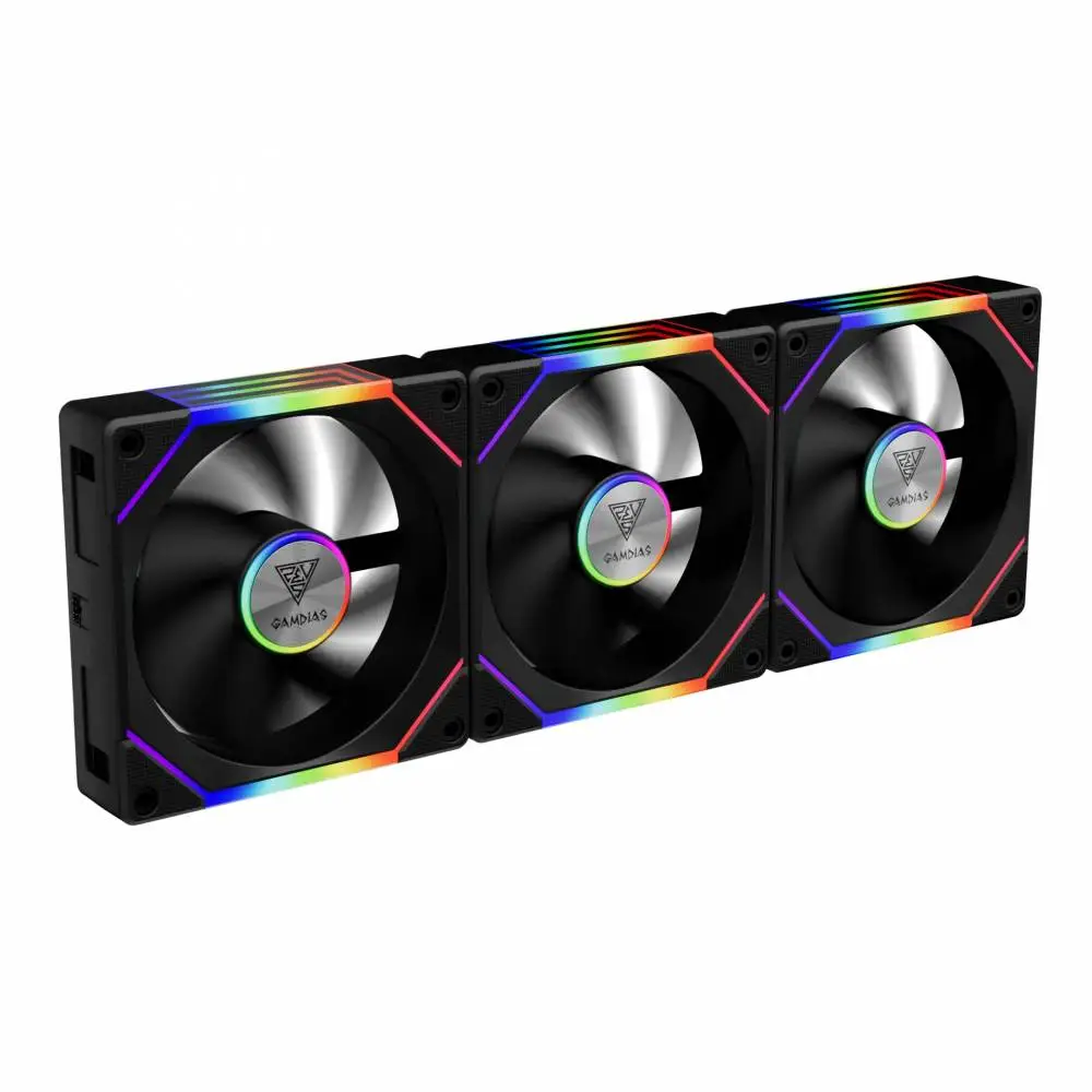 Вентилатори Gamdias AEOLUS P2-1203 Fan Pack 3x120mm, Swappable Fan Blades (Reverse Fan Blades Included), Daisy-Chain, Infinity Mirror, A-RGB