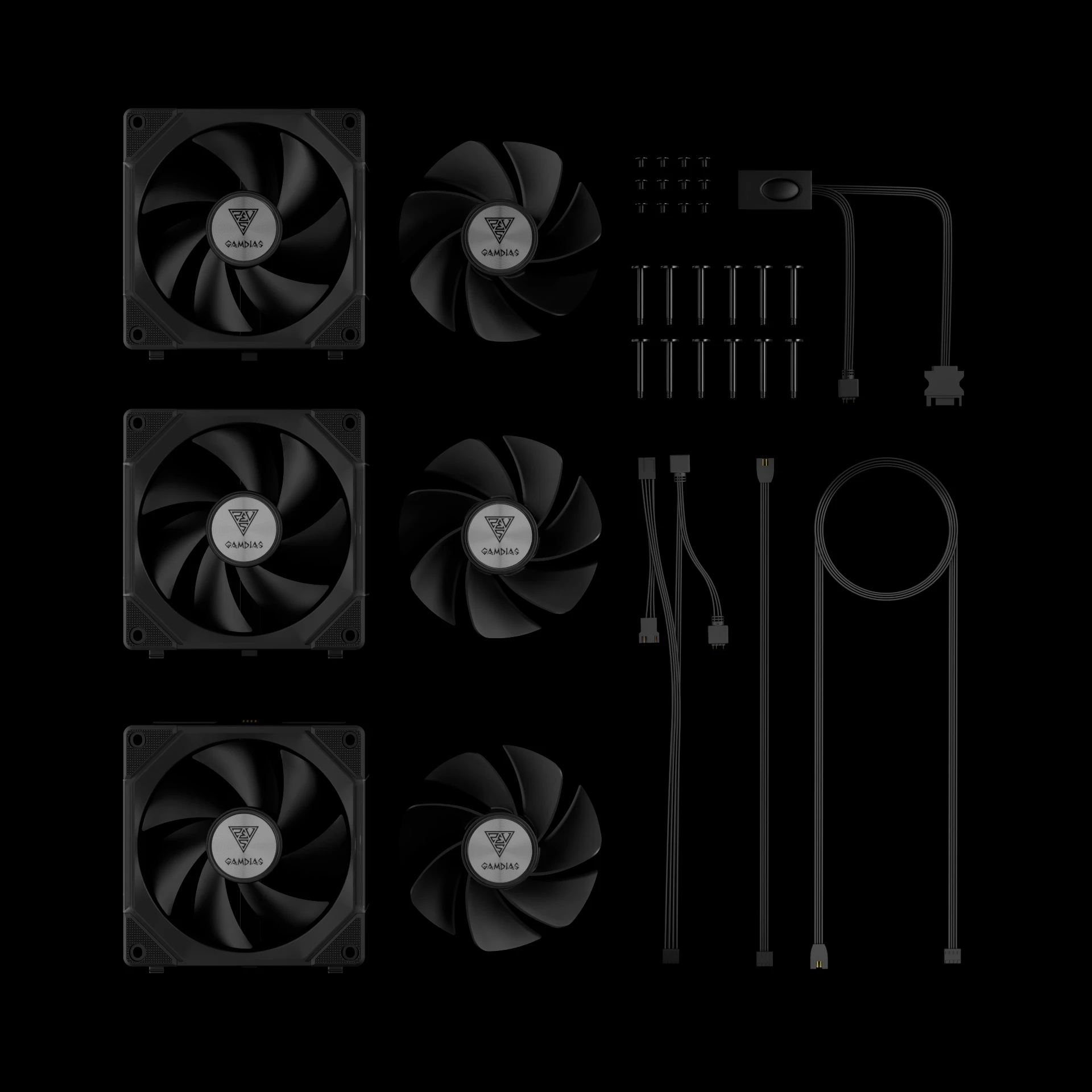 Вентилатори Gamdias AEOLUS P2-1203 Fan Pack 3x120mm, Swappable Fan Blades (Reverse Fan Blades Included), Daisy-Chain, Infinity Mirror, A-RGB