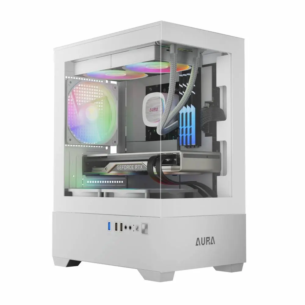 Кутия Gamdias AURA GC9M White Case mATX 3 x 120 mm A-RGB, Tempered Glass
