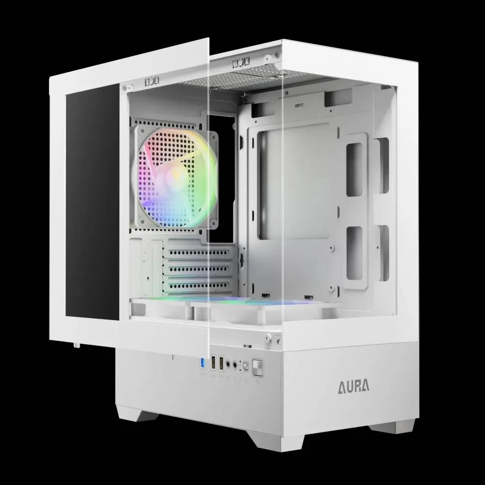 Кутия Gamdias AURA GC9M White Case mATX 3 x 120 mm A-RGB, Tempered Glass