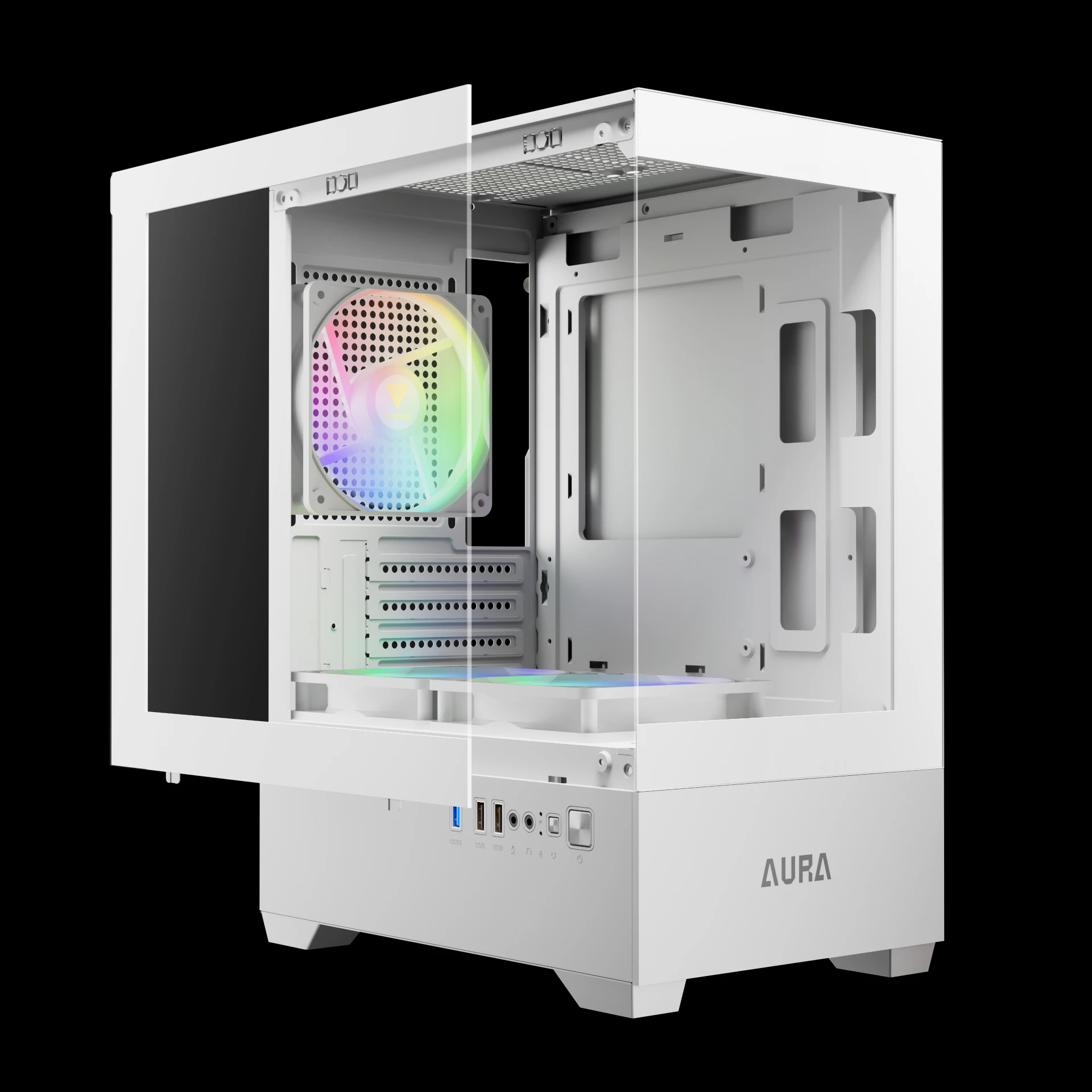 Κουτί Gamdias AURA GC9M White Case mATX 3 x 120 mm A-RGB, Tempered Glass