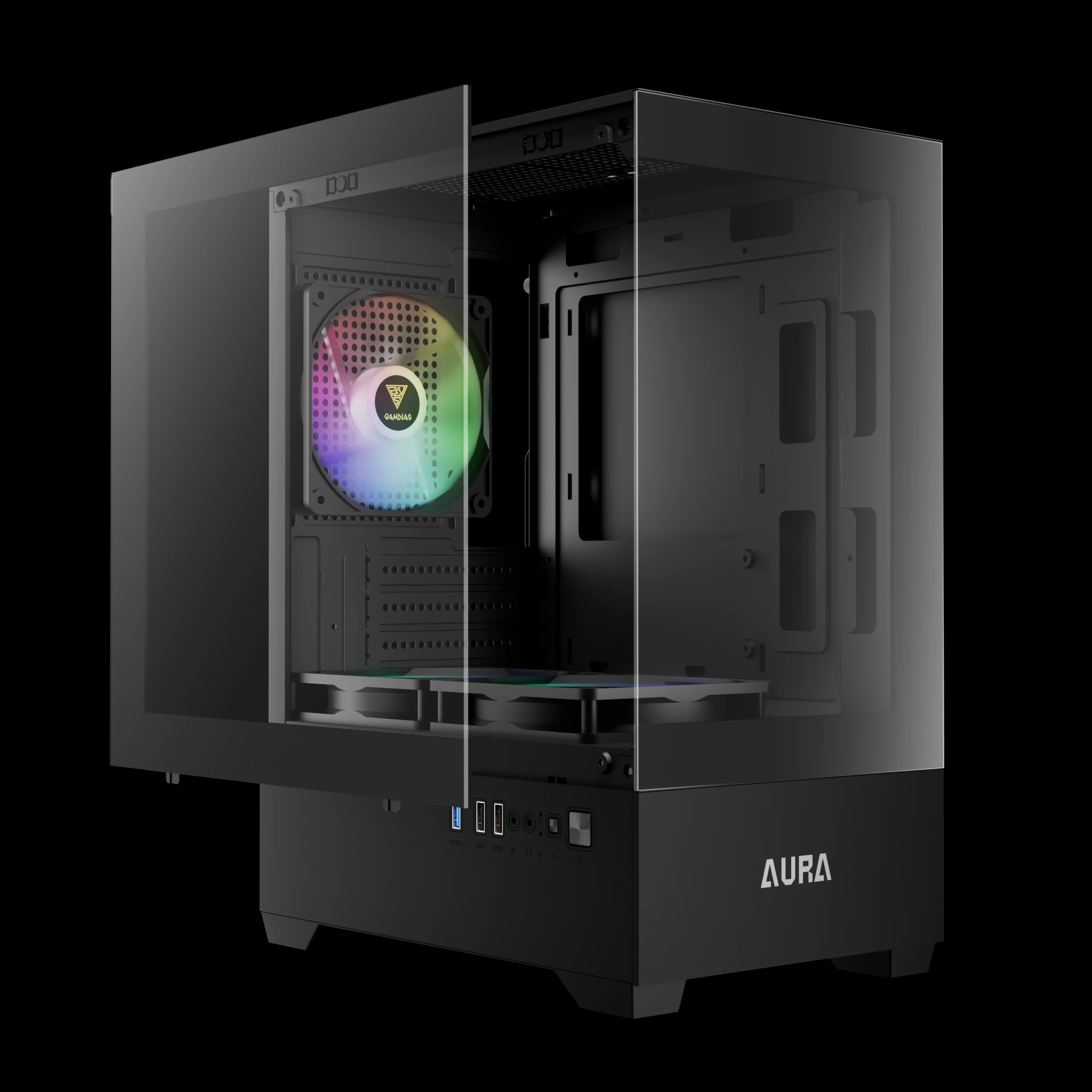 Кутия Gamdias AURA GC9M Case mATX 3 x 120 mm A-RGB, Tempered Glass