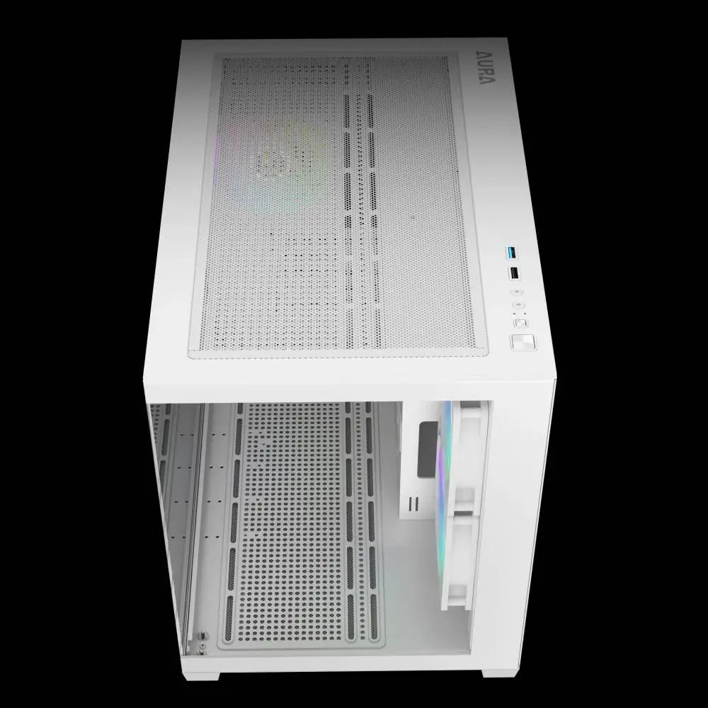 Кутия Gamdias AURA GC10M White Case mATX 3 x 120 mm A-RGB, Tempered Glass