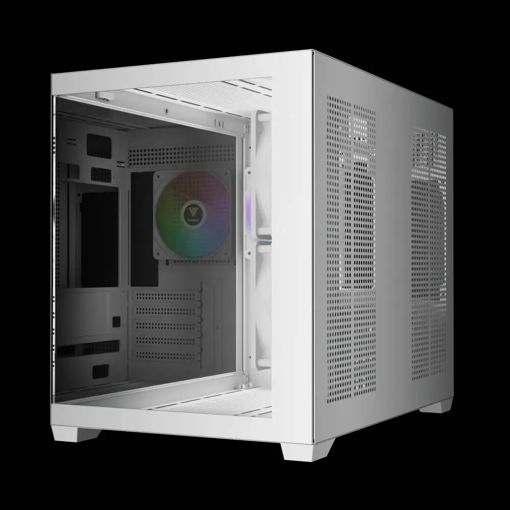 Кутия Gamdias AURA GC10M White Case mATX 3 x 120 mm A-RGB, Tempered Glass