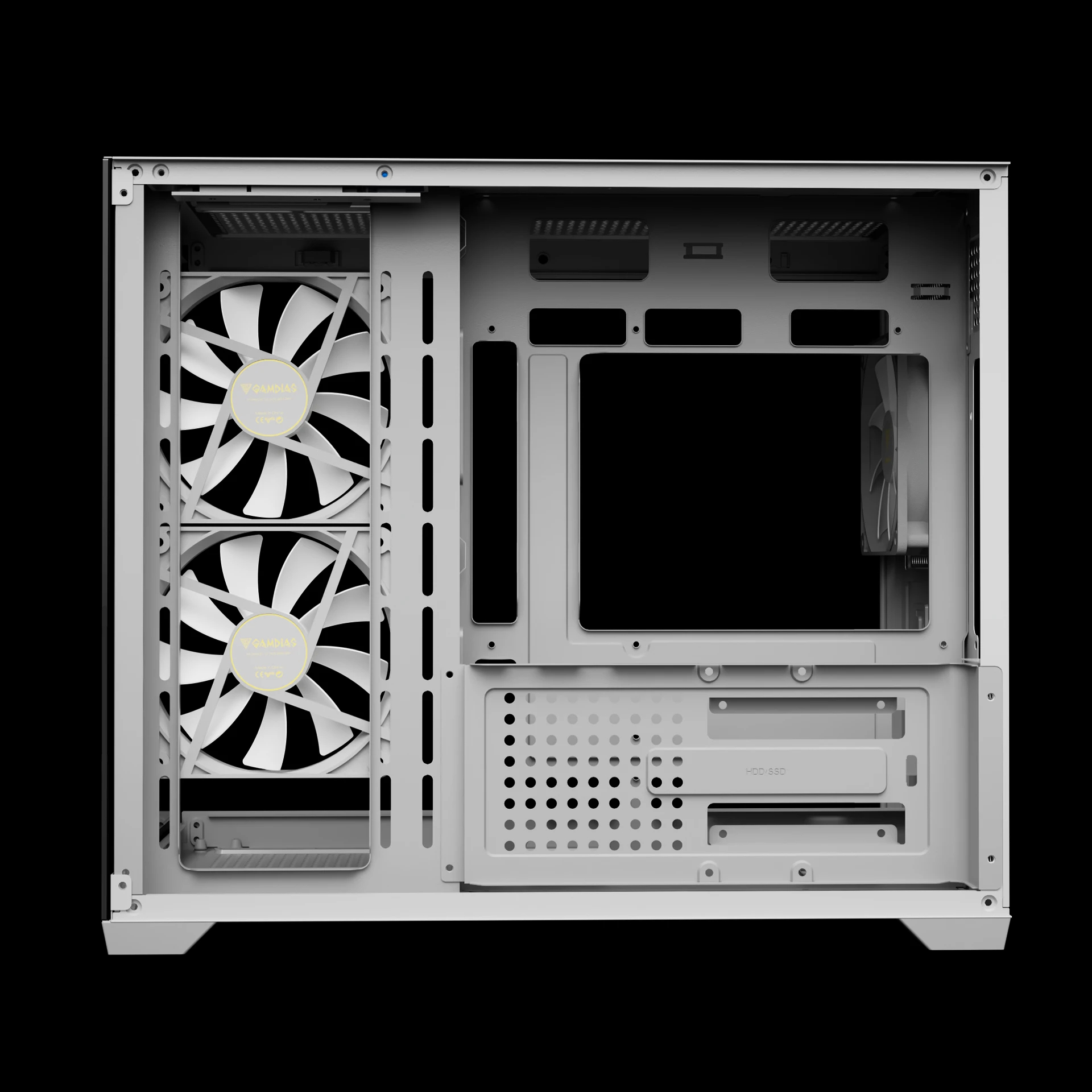 Кутия Gamdias AURA GC10M White Case mATX 3 x 120 mm A-RGB, Tempered Glass