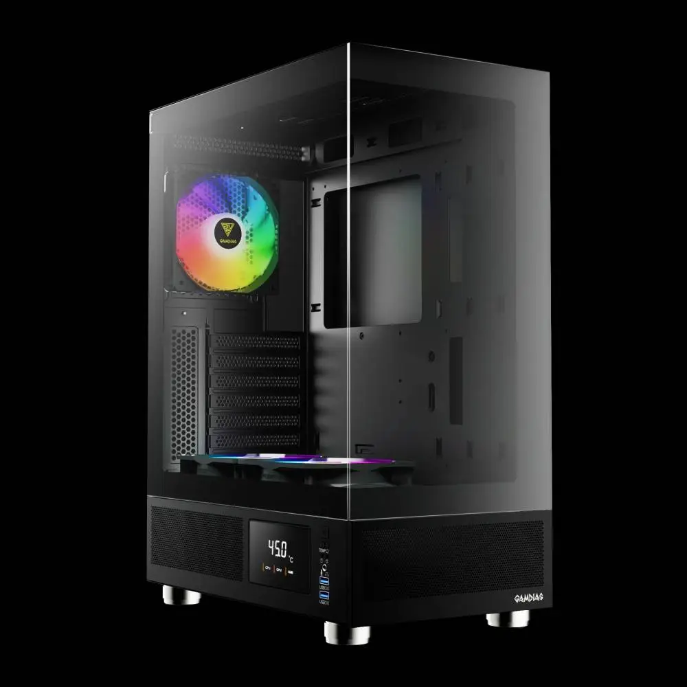 Кутия Gamdias ATLAS E1 Case ATX 3 x 120 mm A-RGB, Digital Display, Tempered Glass