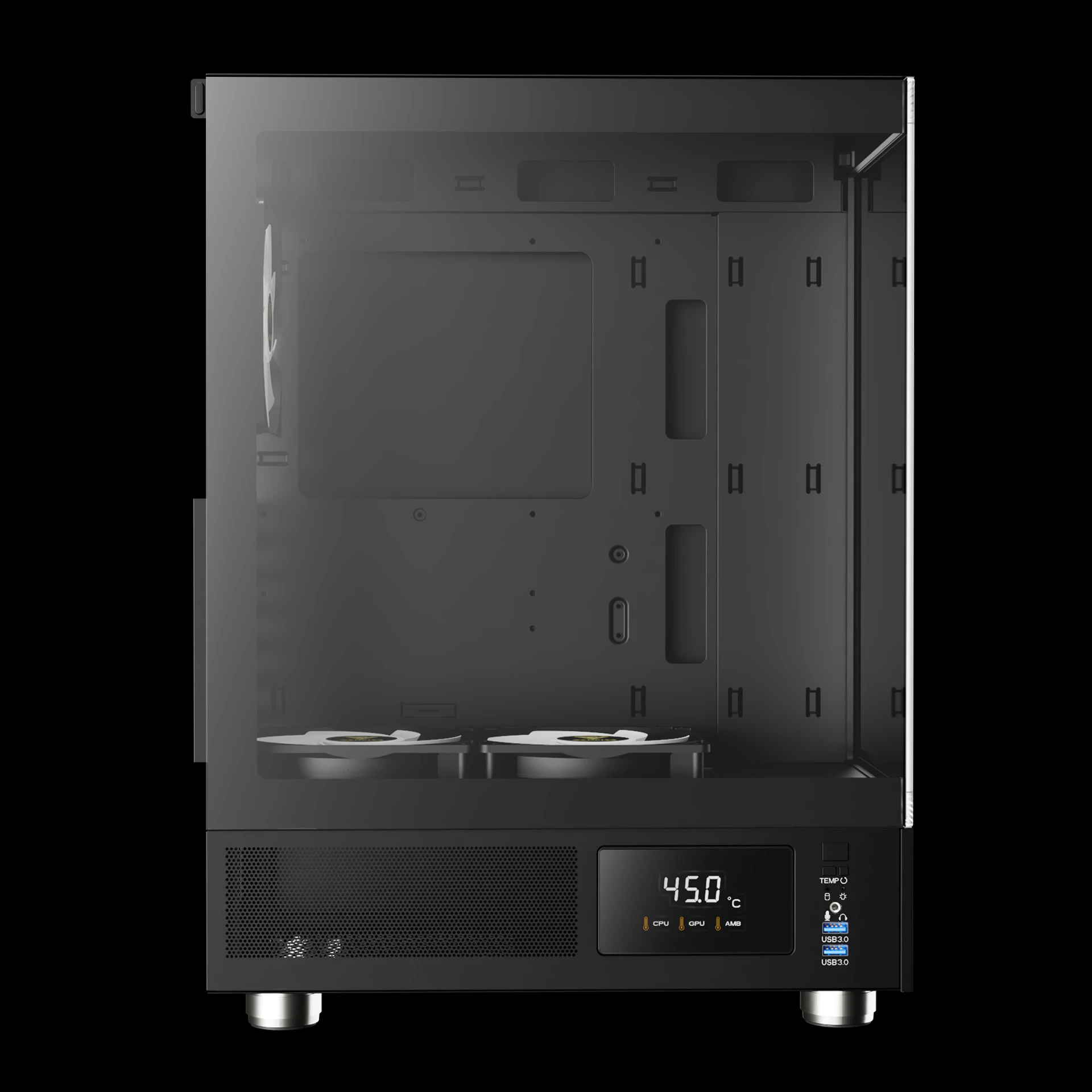 Кутия Gamdias ATLAS E1 Case ATX 3 x 120 mm A-RGB, Digital Display, Tempered Glass