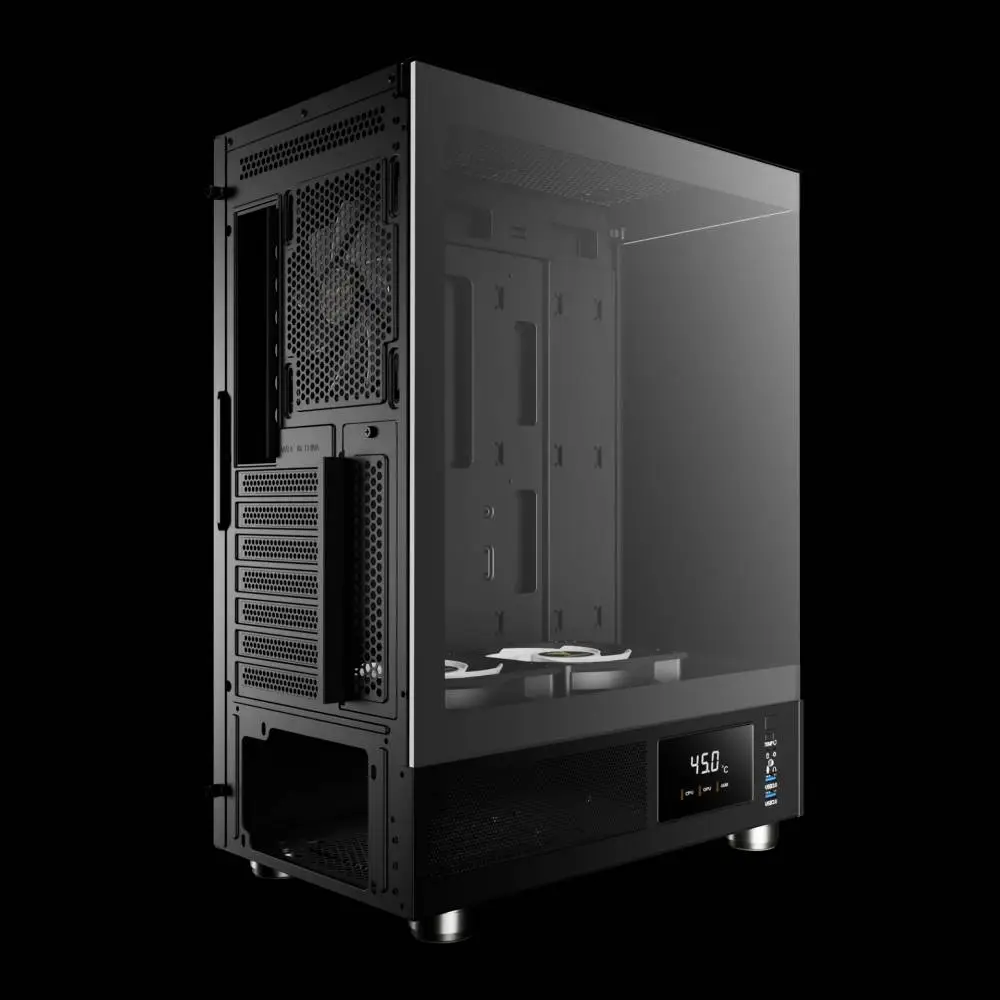 Кутия Gamdias ATLAS E1 Case ATX 3 x 120 mm A-RGB, Digital Display, Tempered Glass