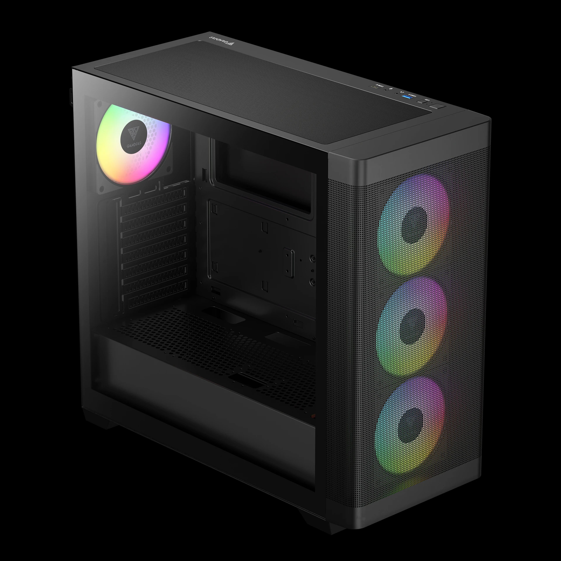 Кутия Gamdias ATHENA M3 Black Case E-ATX USB-C 4 x 120 mm A-RGB Mesh Tempered Glass