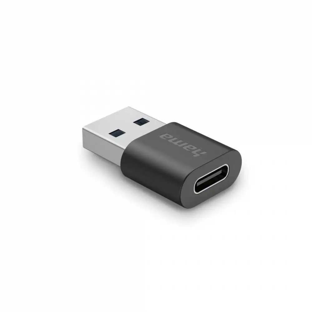 Adaptador HAMA USB-A macho - USB-C hembra, USB 3.2 Gen 2, 10 Gbit/s, Negro
