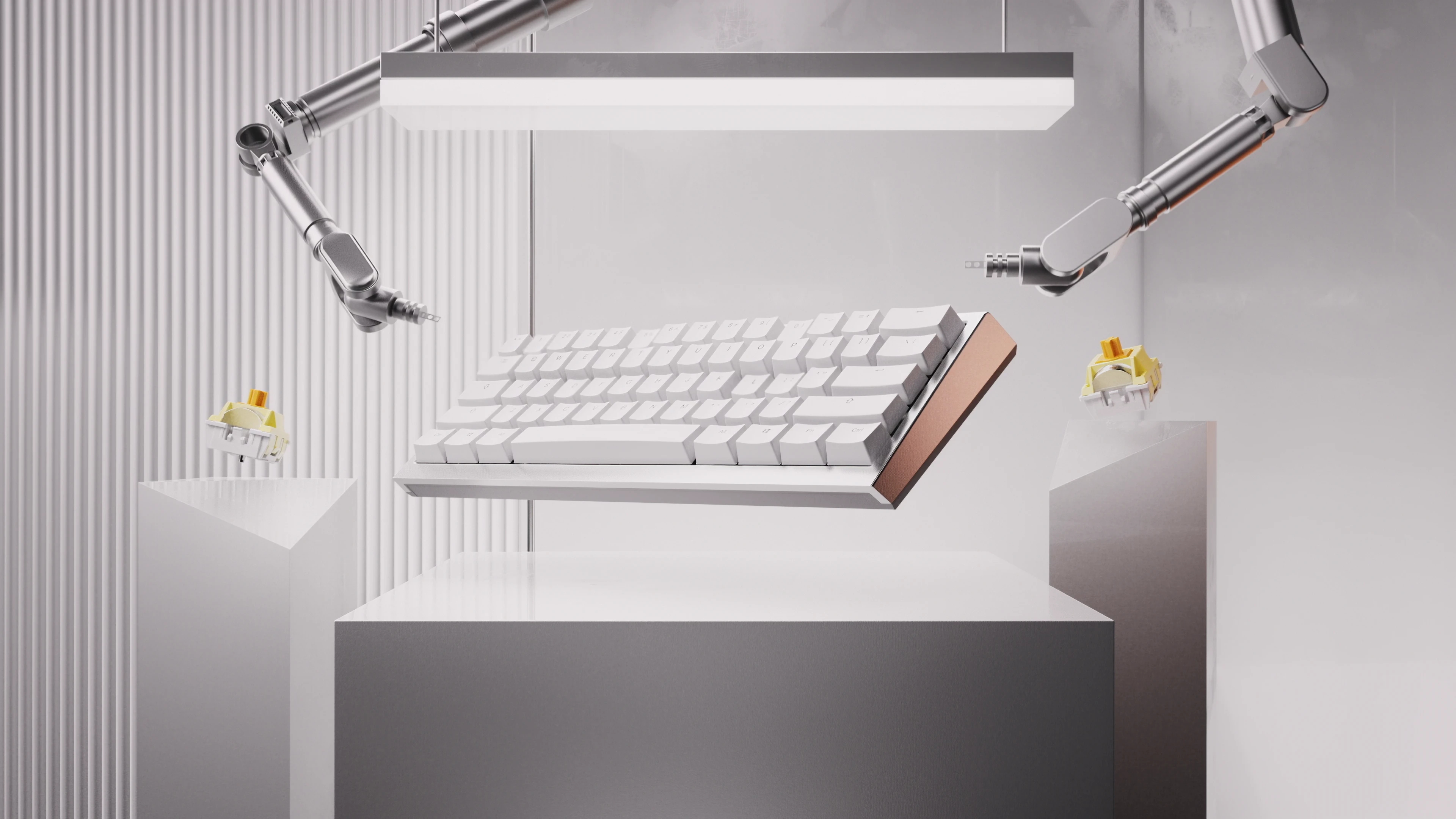 Геймърска механична клавиатура Ducky One X Wireless White - Ducky AI Switches [Linear], Bluetooth, 2.4