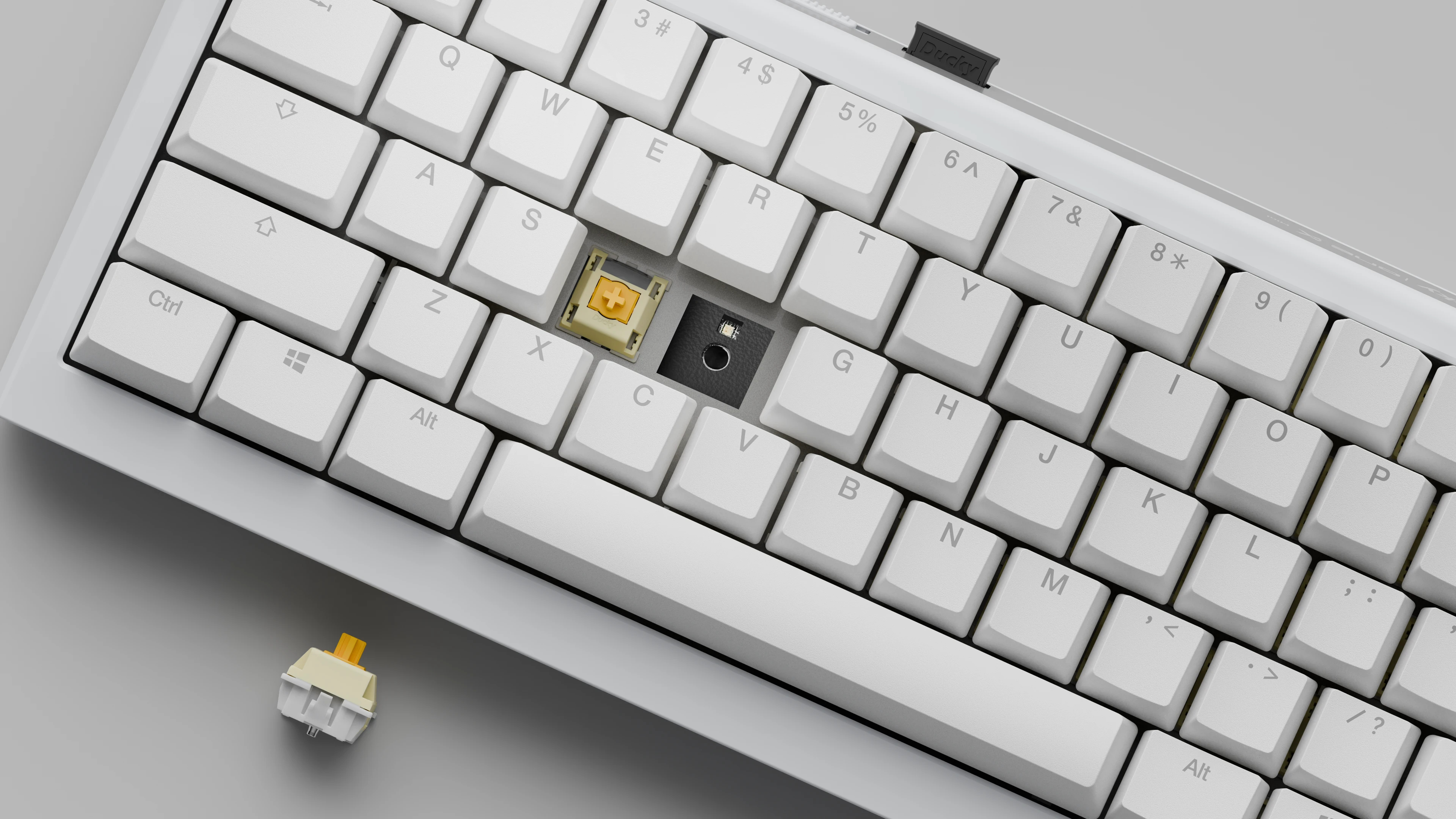 Геймърска механична клавиатура Ducky One X Mini Wireless White - Ducky AI Switches [Linear], Bluetooth