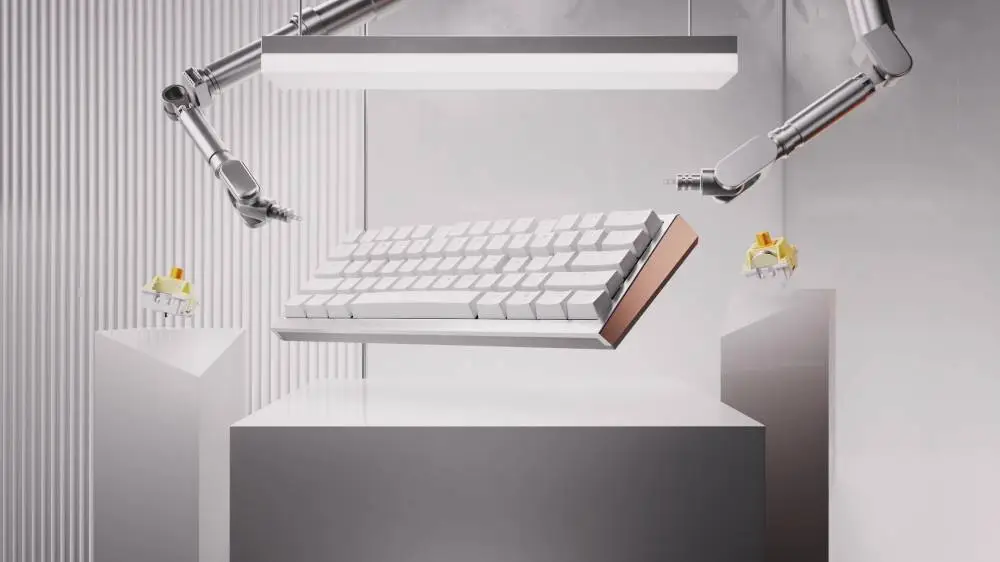 Геймърска механична клавиатура Ducky One X Mini Wireless White - Ducky AI Switches [Linear], Bluetooth