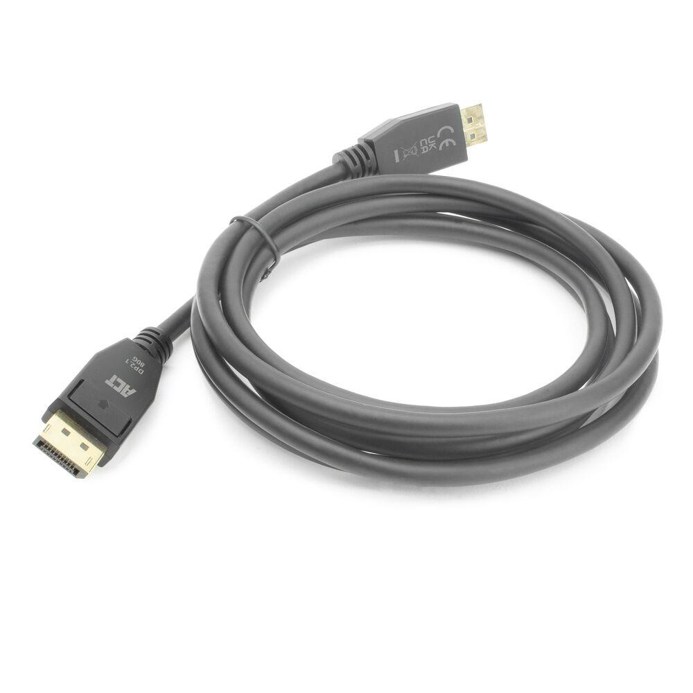ACT Кабел Display port 2.1 мъжко-мъжко,8К@60Hz,4k@240Hz, 2м, черен