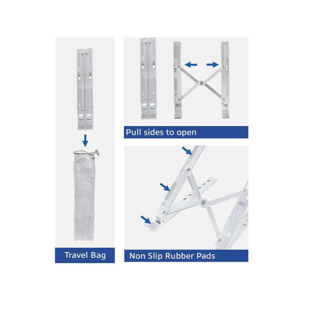 Αναδιπλούμενη αλουμινένια βάση για φορητό υπολογιστή ACT AC8120, 6 θέσεις