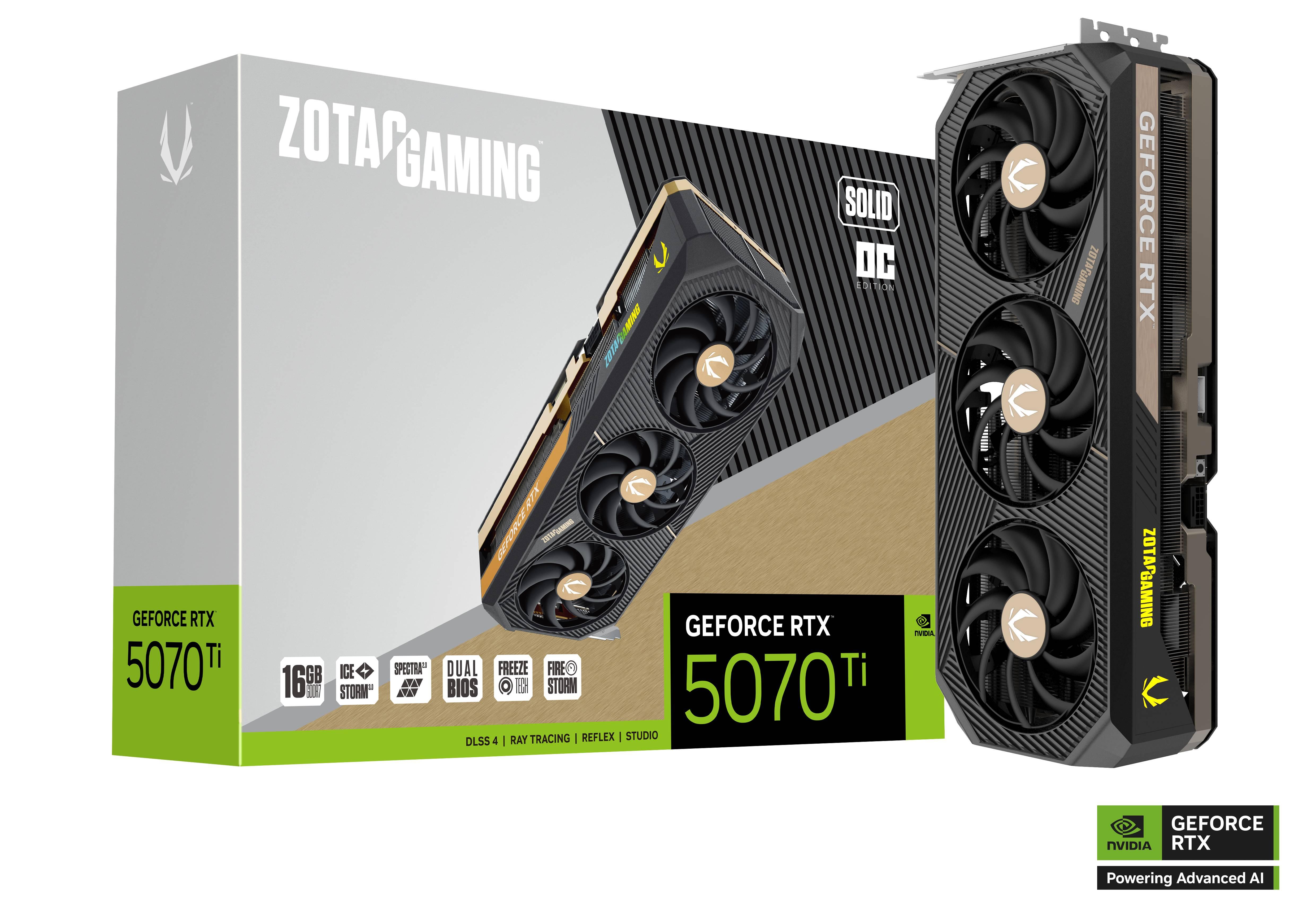 Κάρτα γραφικών ZOTAC GAMING RTX 5070 Ti Solid Core OC 16GB GDDR7 - ZT-B50710J-10P