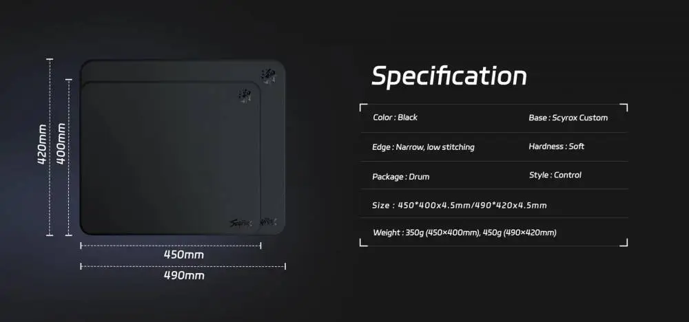 Scyrox професионален геймърски пад за мишка Gaming Mousepad Sosu XL - 490 x 420 mm