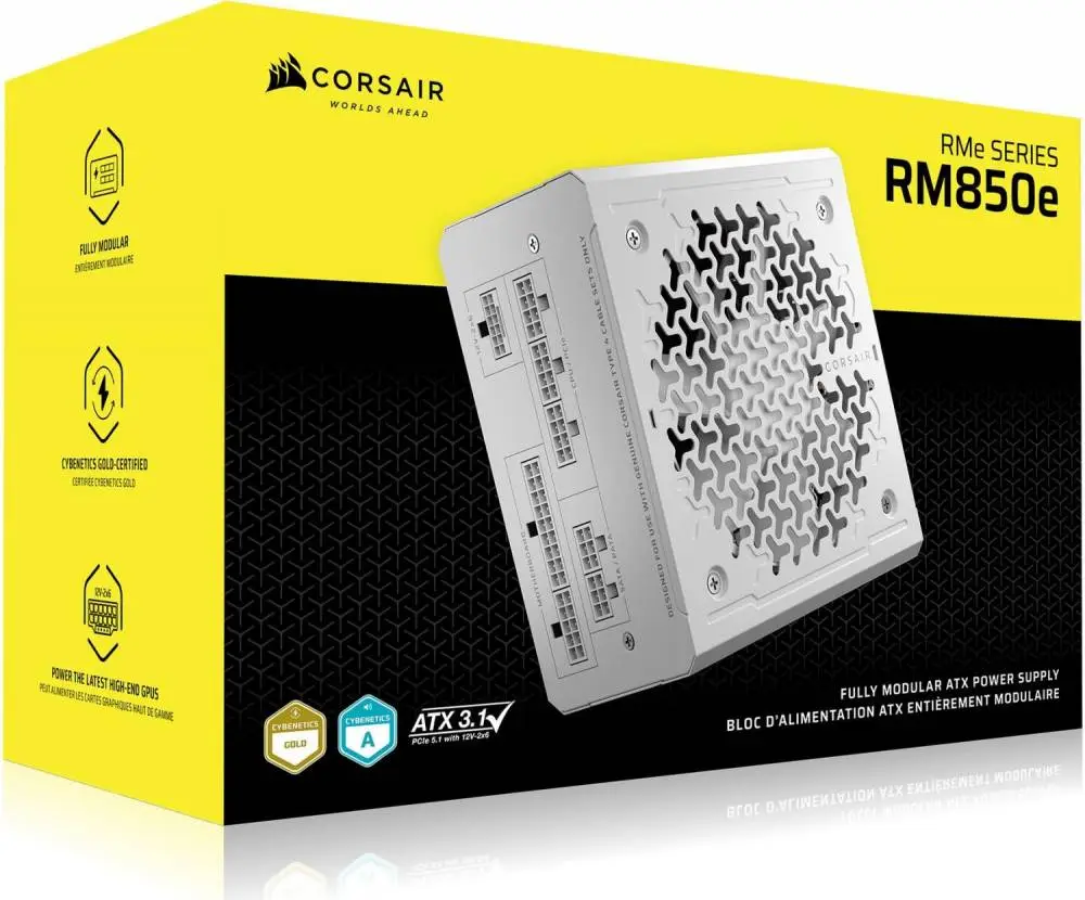 Захранване Corsair RMe 2025 RM850e White ATX 3.1, PCIe Gen 5.1 Fully Modular Low-Noise PSU - CP-9020293-EU
