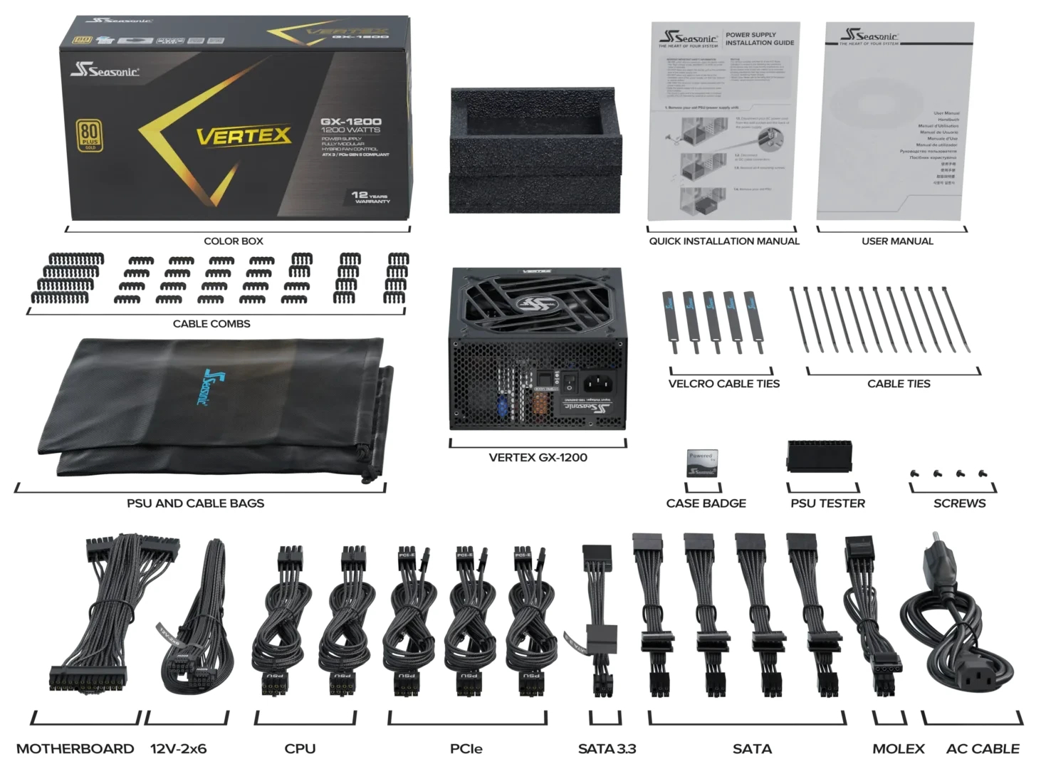 Захранване Seasonic VERTEX GX-1200 PSU ATX 3.1 1200W Gold - 12122GXAFS-ATX3.1