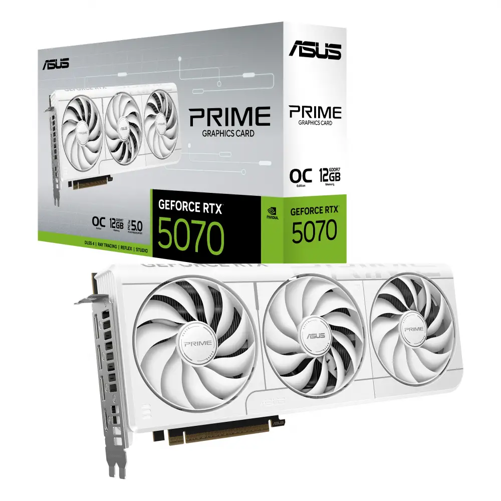Видео карта ASUS PRIME RTX 5070 White OC 12GB GDDR7 - 90YV0M19-M0NA00