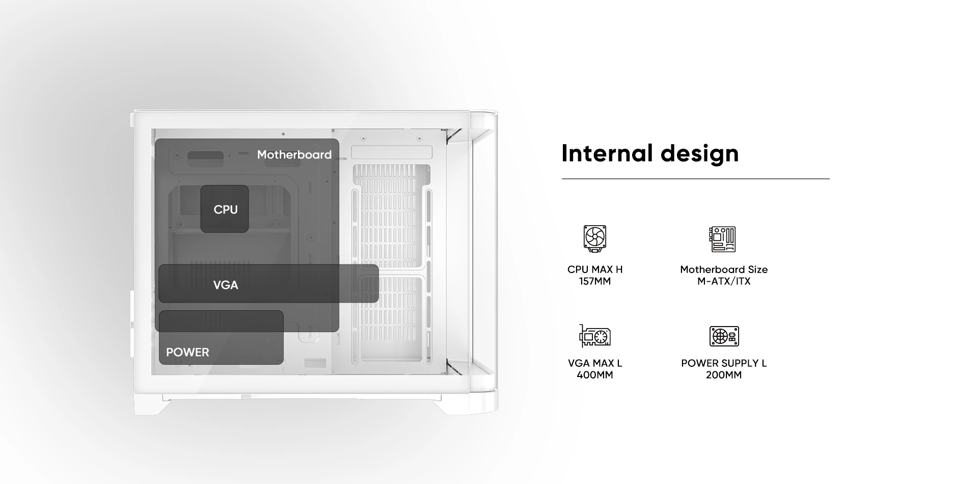 Кутия 1stPlayer UV6 White Case mATX