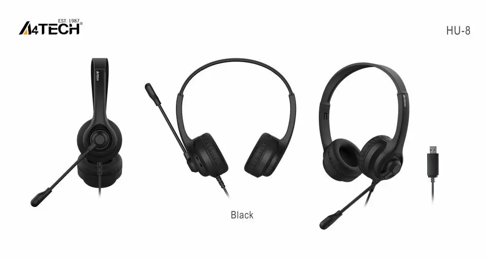 А4tech HU-8 Слушалки с микрофон, USB, въртящ се микрофон