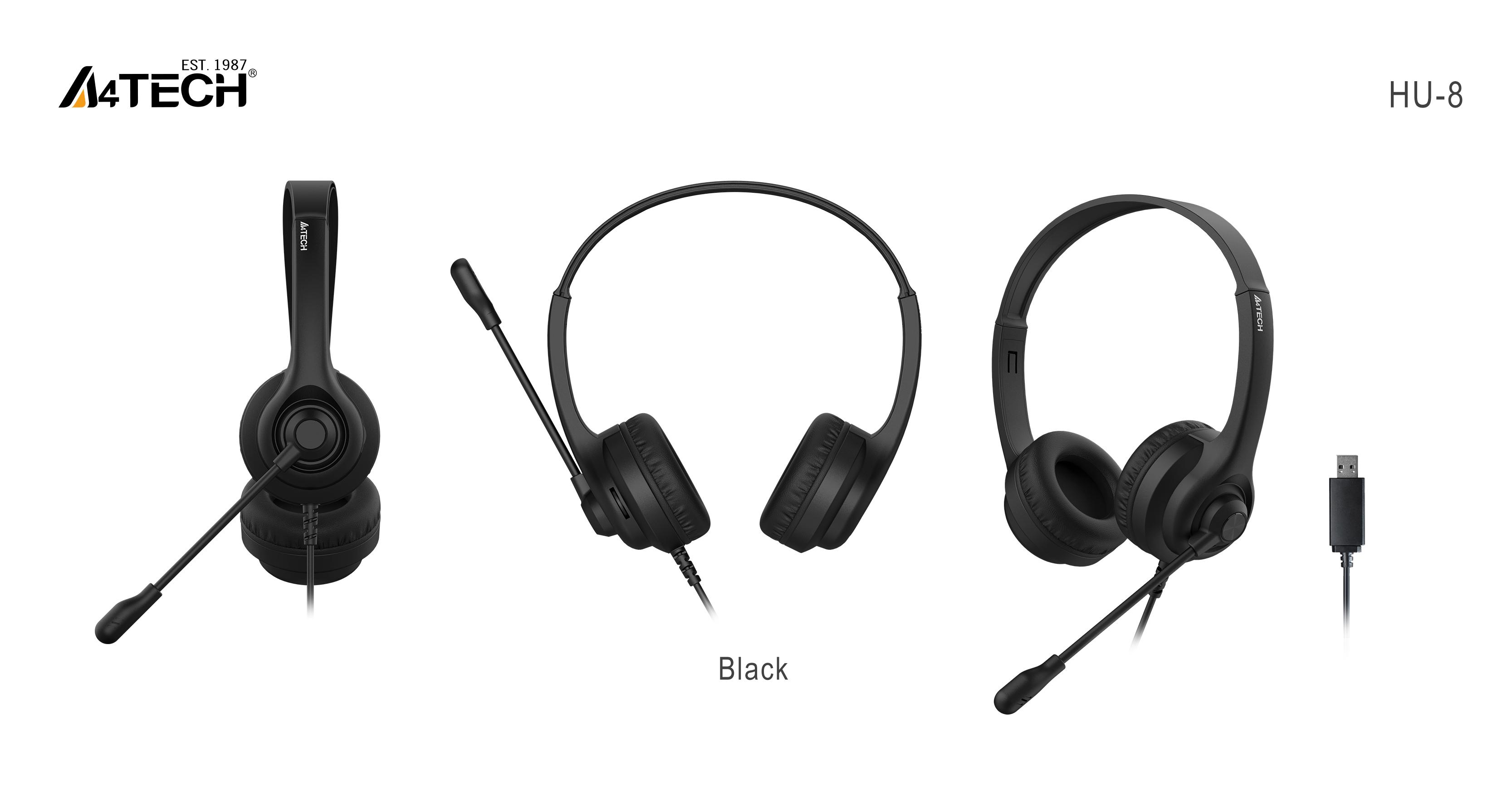 А4tech HU-8 Слушалки с микрофон, USB, въртящ се микрофон