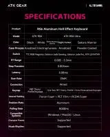 Геймърска механична клавиатура ATK RS6 Ultra - 8K, Gateron Jade Gaming [Linear] - Sakura Warrior