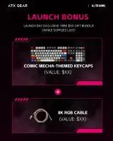 Геймърска механична клавиатура ATK RS6 Ultra - 8K, Gateron Jade Gaming [Linear] - Sakura Warrior