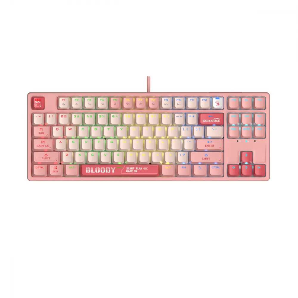 Gaming mechanische Tastatur Bloody Energy Pink S87 BLMS TKL RGB Backlit red switch, USB