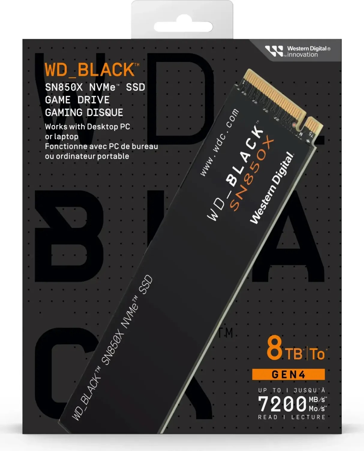 Диск SSD WD Black SSD SN850X 8TB M.2 2280 NVMe PCIe Gen4x4 - WDS800T2X0E