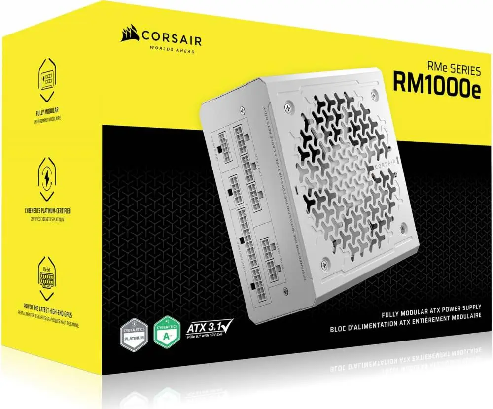 Захранване Corsair RMe Series 2025 RM1000e White 1000W ATX 3.1, PCIe 5.1 - CP-9020294-EU